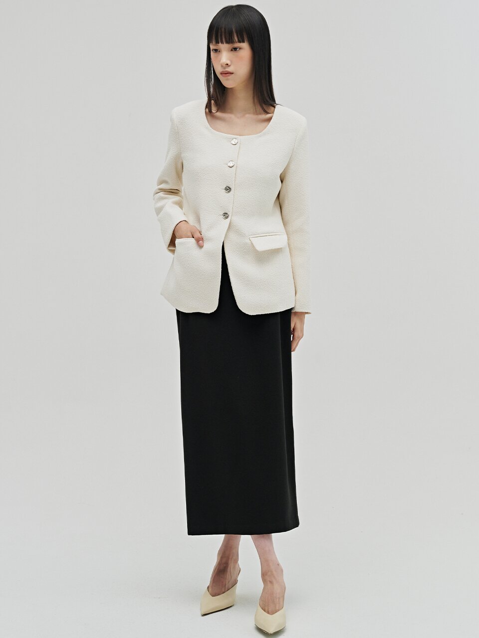 부클 트위드 자켓 - 아이보리 / Boucle Tweed Jacket - Ivory