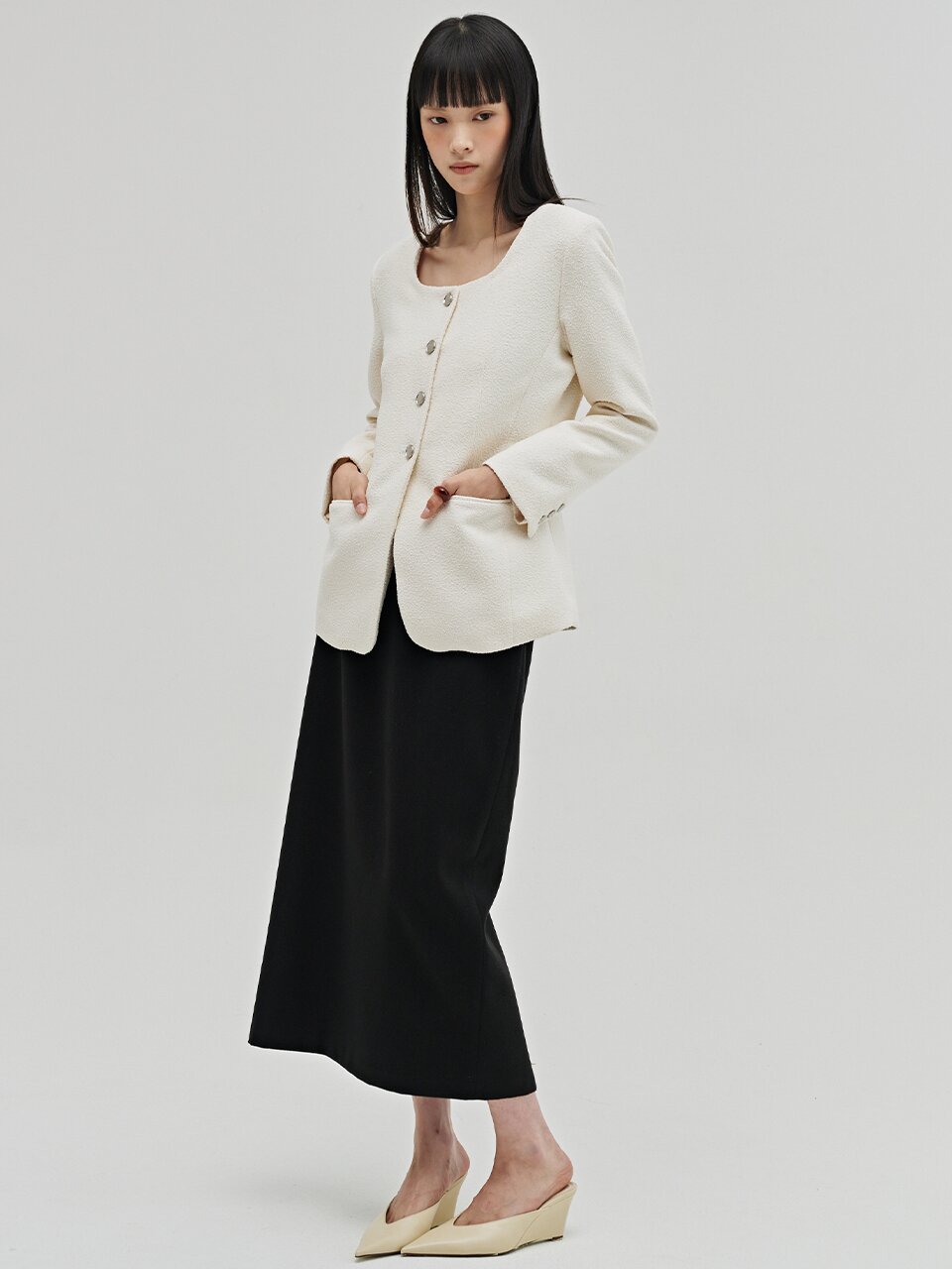 부클 트위드 자켓 - 아이보리 / Boucle Tweed Jacket - Ivory