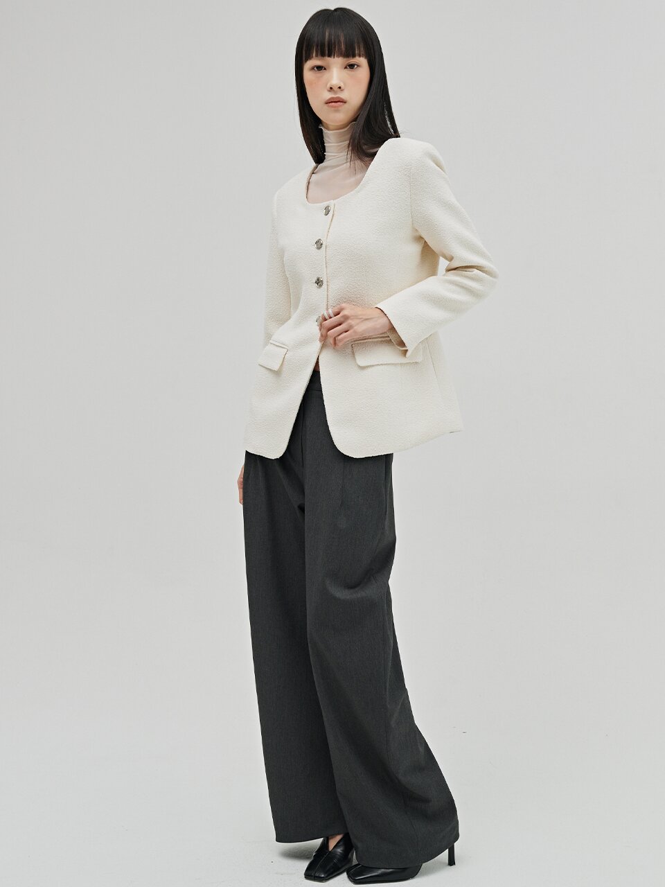 부클 트위드 자켓 - 아이보리 / Boucle Tweed Jacket - Ivory