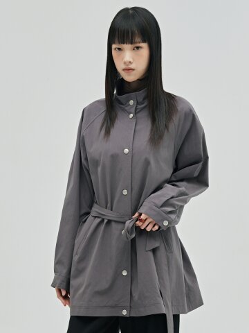 하이넥 트렌치코트 - 그레이 / High Neck Trench Coat - Gray
