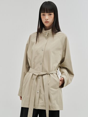 하이넥 트렌치코트 - 베이지 / High Neck Trench Coat - Beige