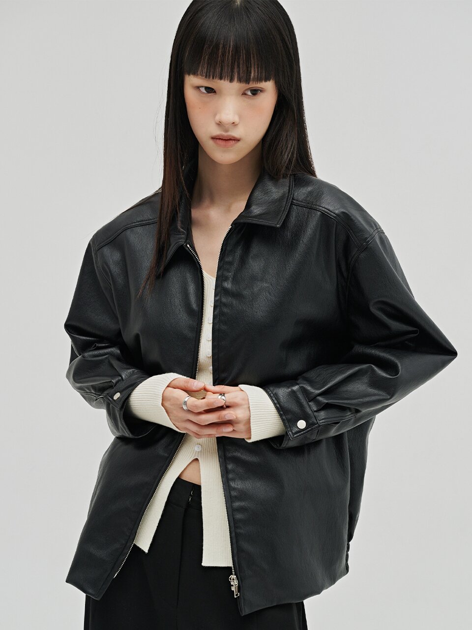 소프트 레더 블루종 - 블랙 / Soft Leather Blouson - Black