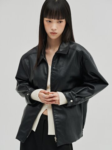 소프트 레더 블루종 - 블랙 / Soft Leather Blouson - Black