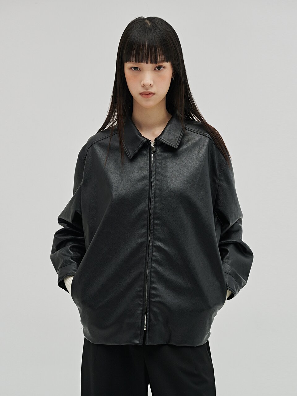 소프트 레더 블루종 - 블랙 / Soft Leather Blouson - Black