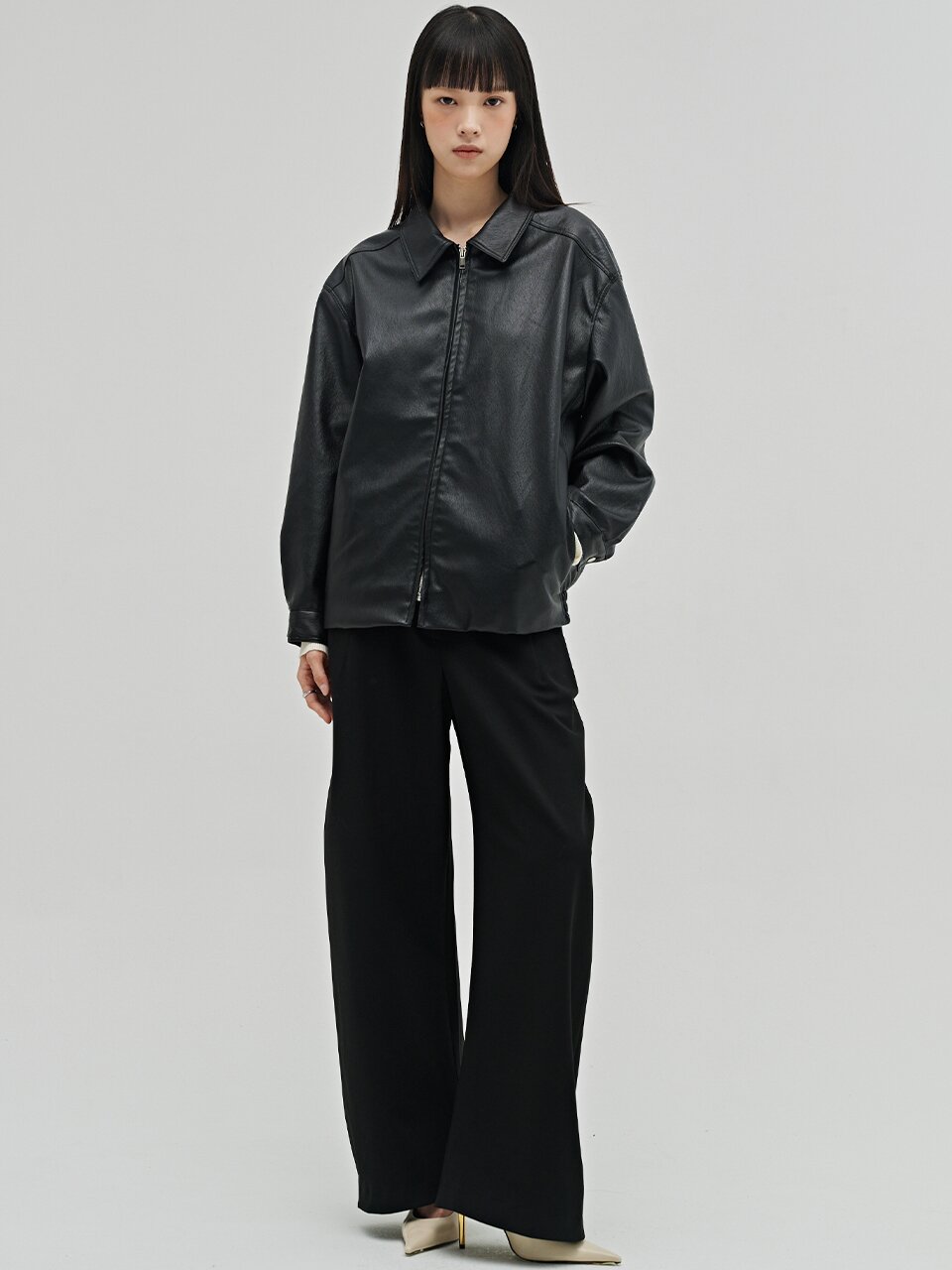 소프트 레더 블루종 - 블랙 / Soft Leather Blouson - Black