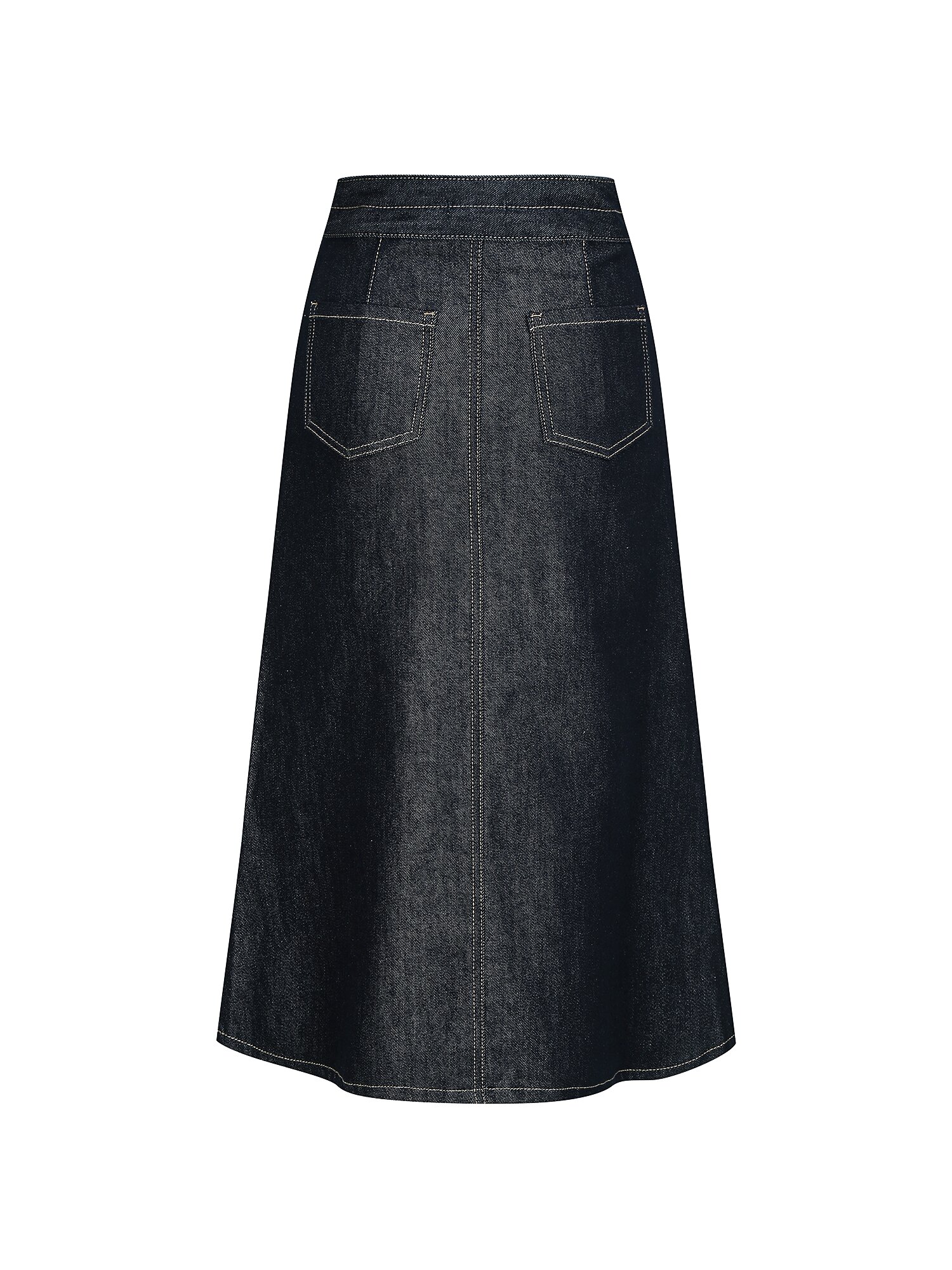 슬릿 포인트 A라인 데님 스커트 (DARK BLUE)