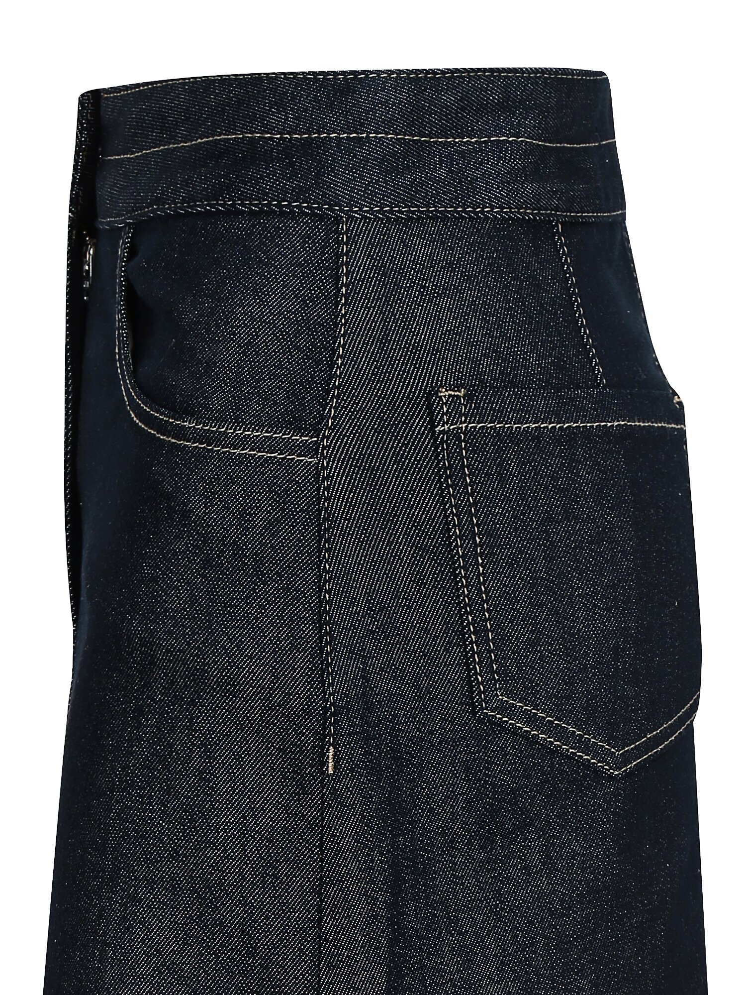 슬릿 포인트 A라인 데님 스커트 (DARK BLUE)