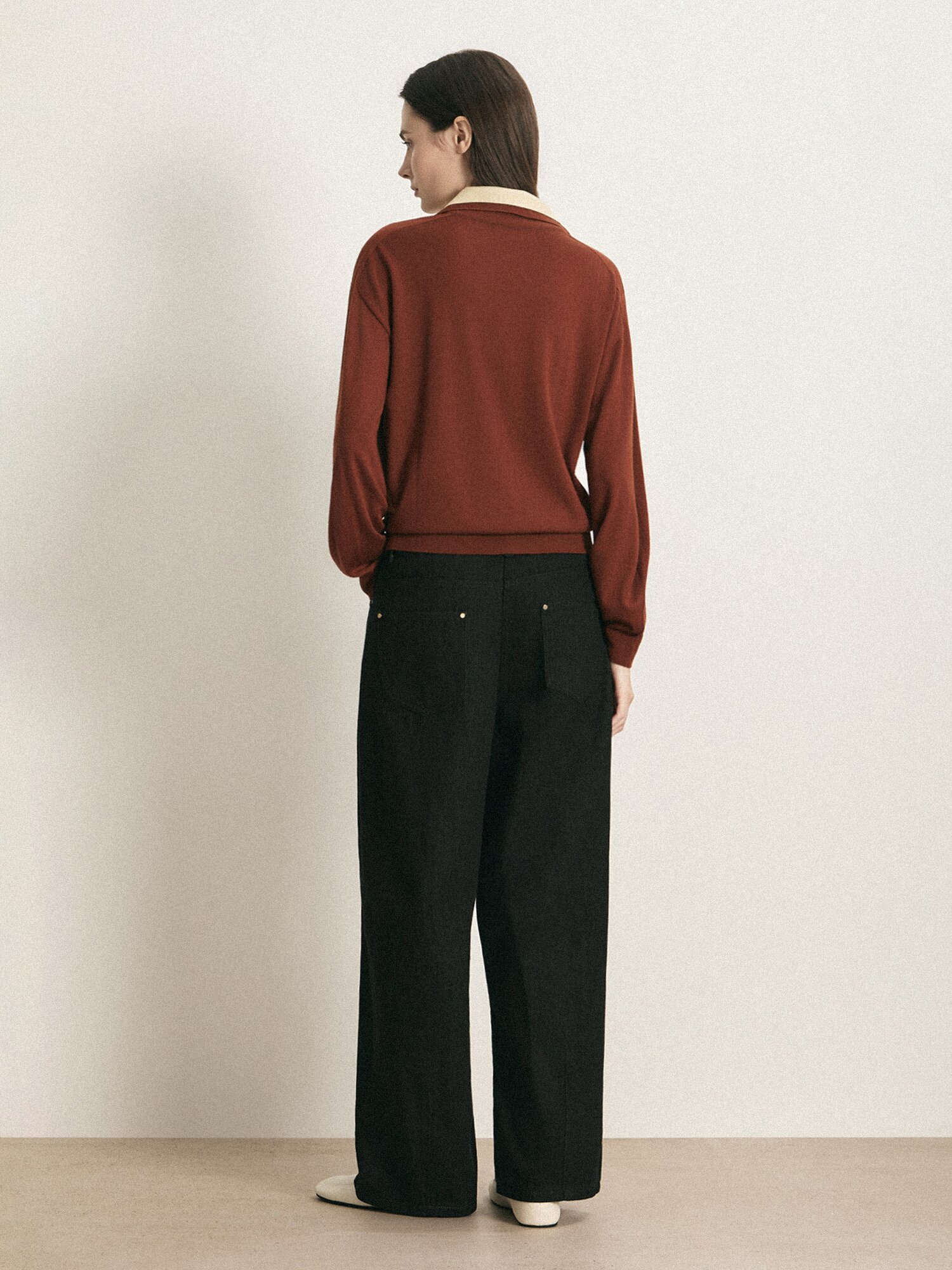 울 레이어드 칼라 니트 (BURGUNDY)
