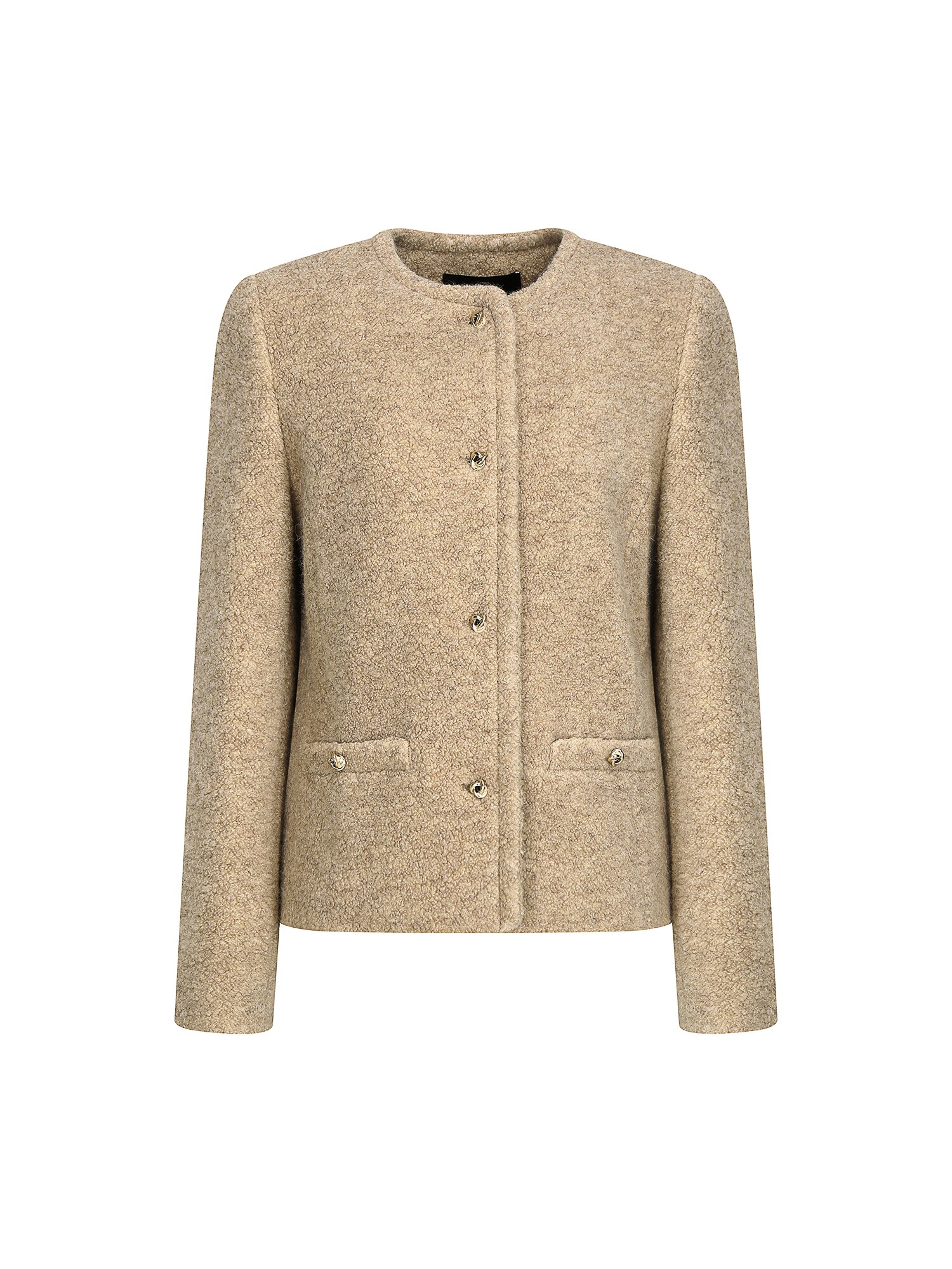 울 부클 라운드넥 크롭 재킷 (BEIGE)