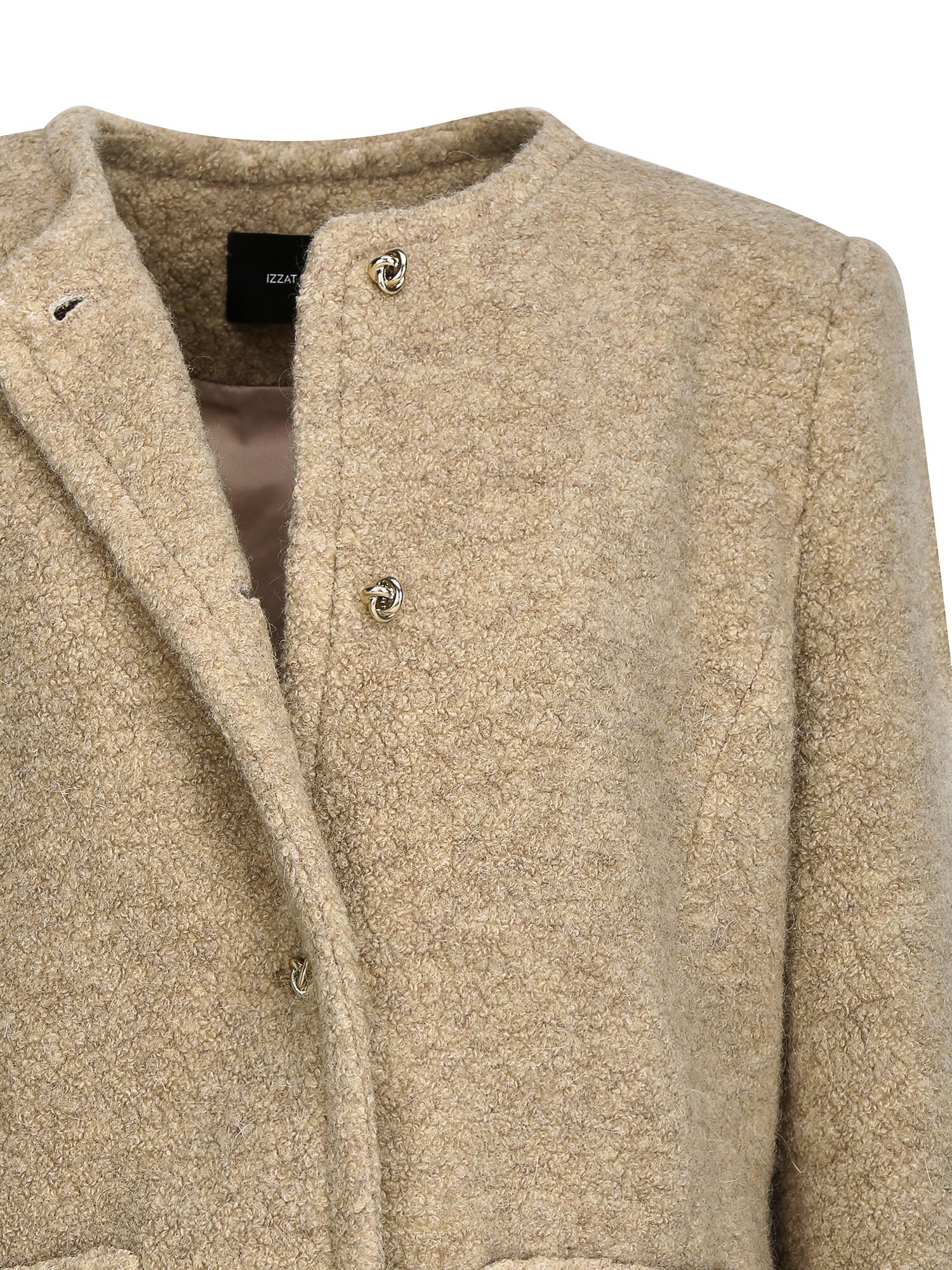 울 부클 라운드넥 크롭 재킷 (BEIGE)