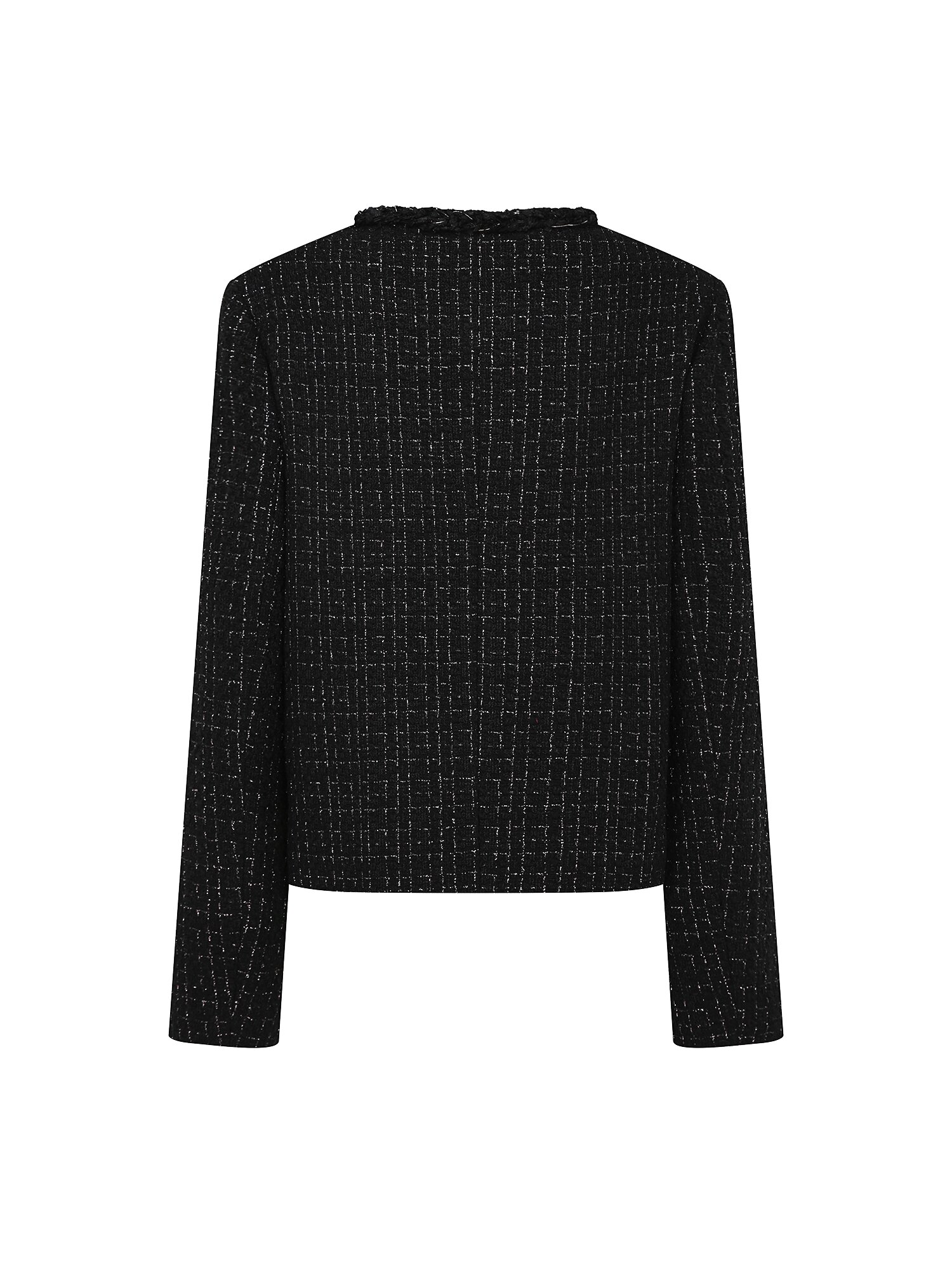 글리터 울 트위드 라운드넥 재킷 (BLACK)
