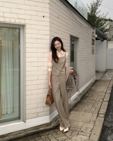 포멀 히든 버튼 일자핏 팬츠 