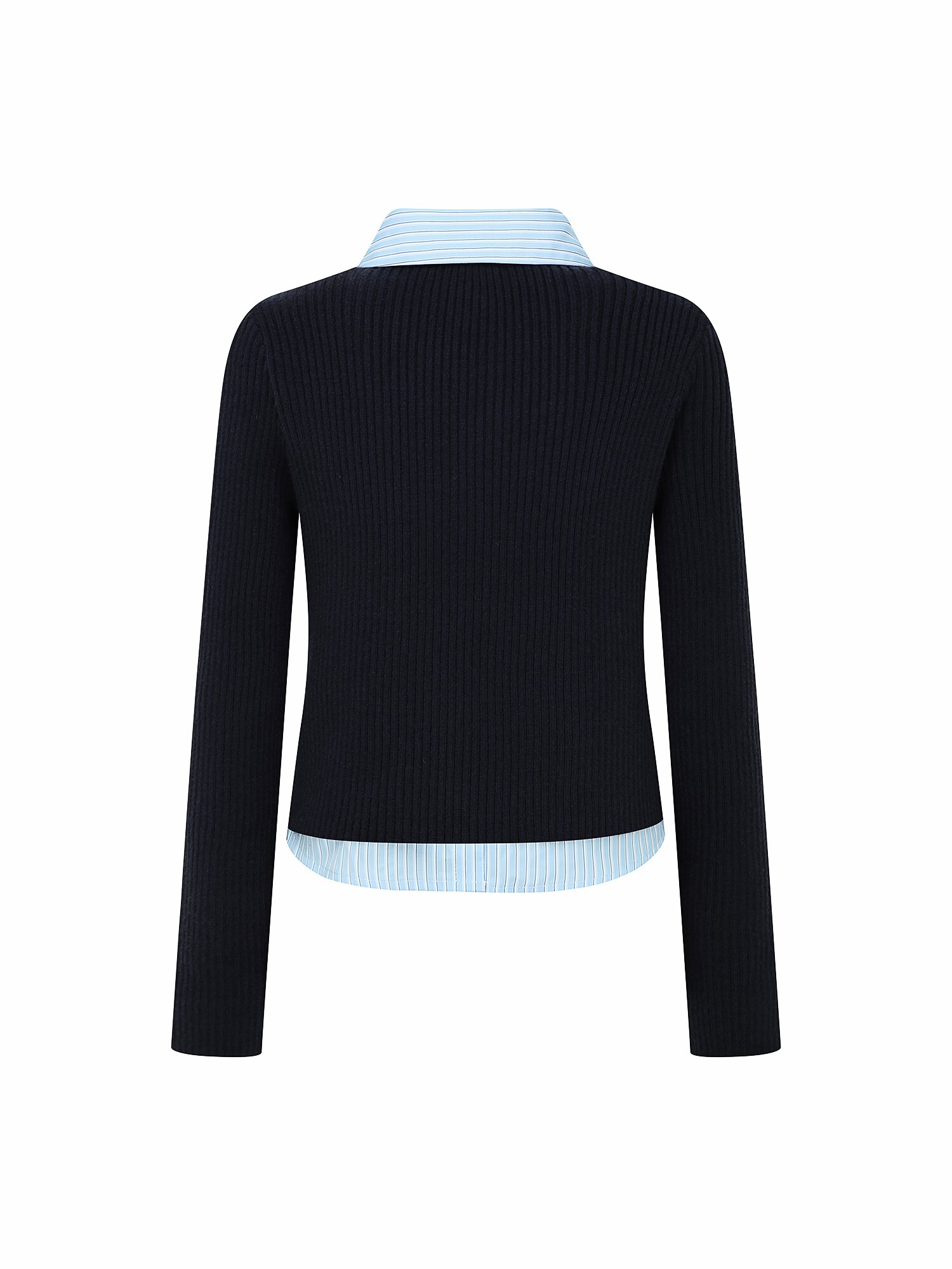 셔츠 레이어드 골지 가디건 (NAVY)