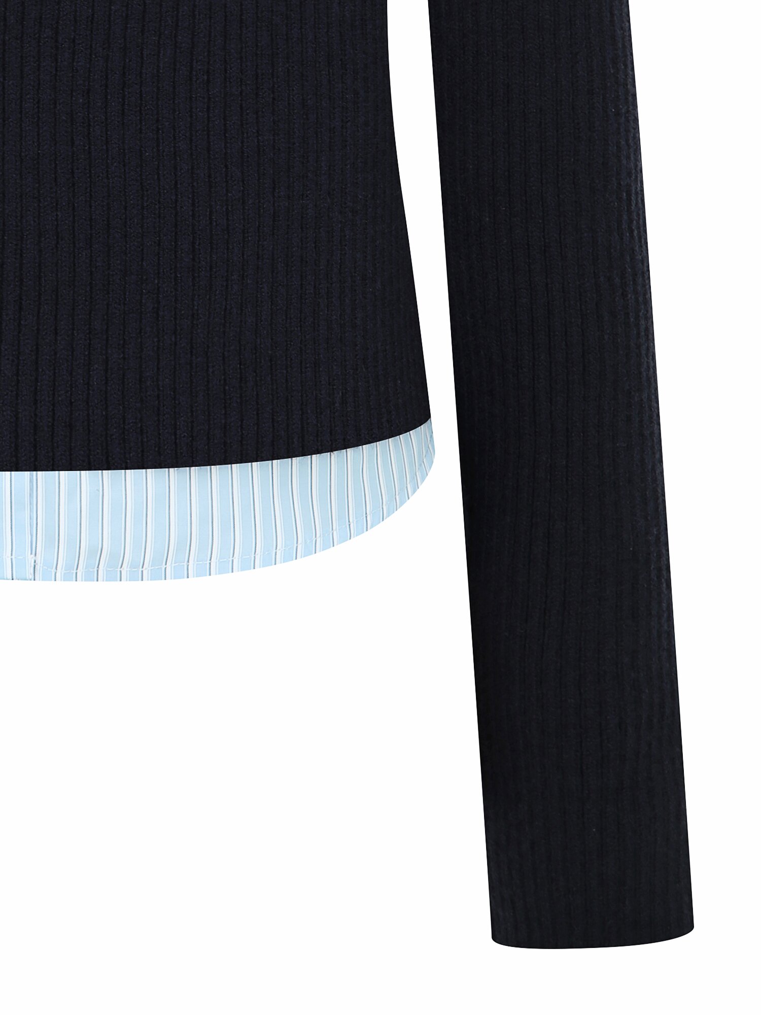 셔츠 레이어드 골지 가디건 (NAVY)