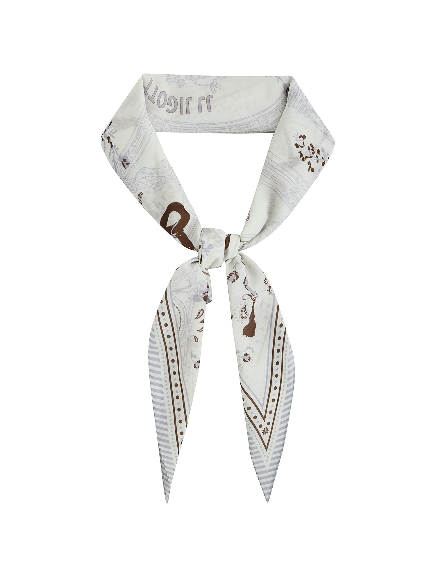 로고 일러스트 프린트 스카프 (WHITE)