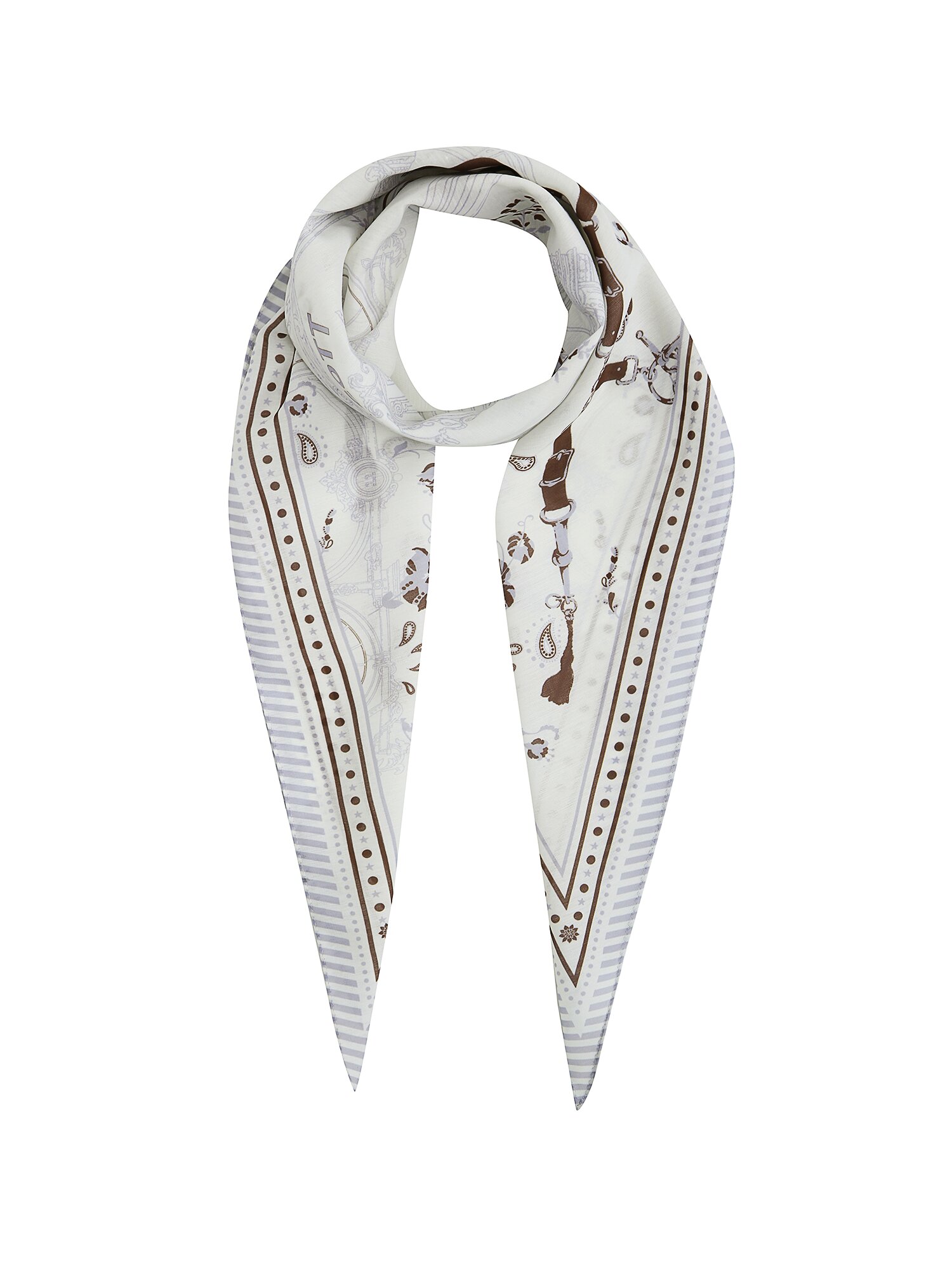 로고 일러스트 프린트 스카프 (WHITE)