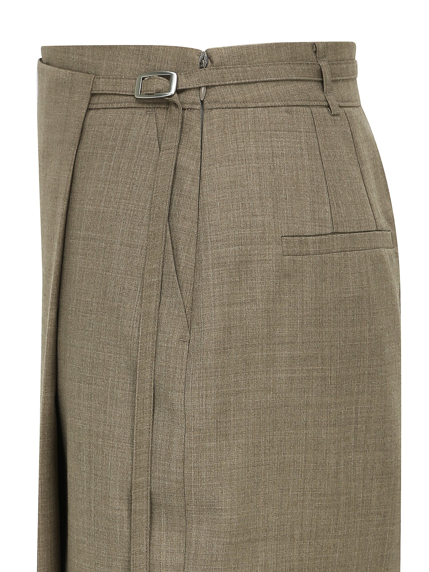 울 벨트 장식 랩 H라인 스커트 (DARK BEIGE)