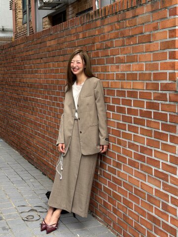 울 벨트 장식 랩 H라인 스커트 