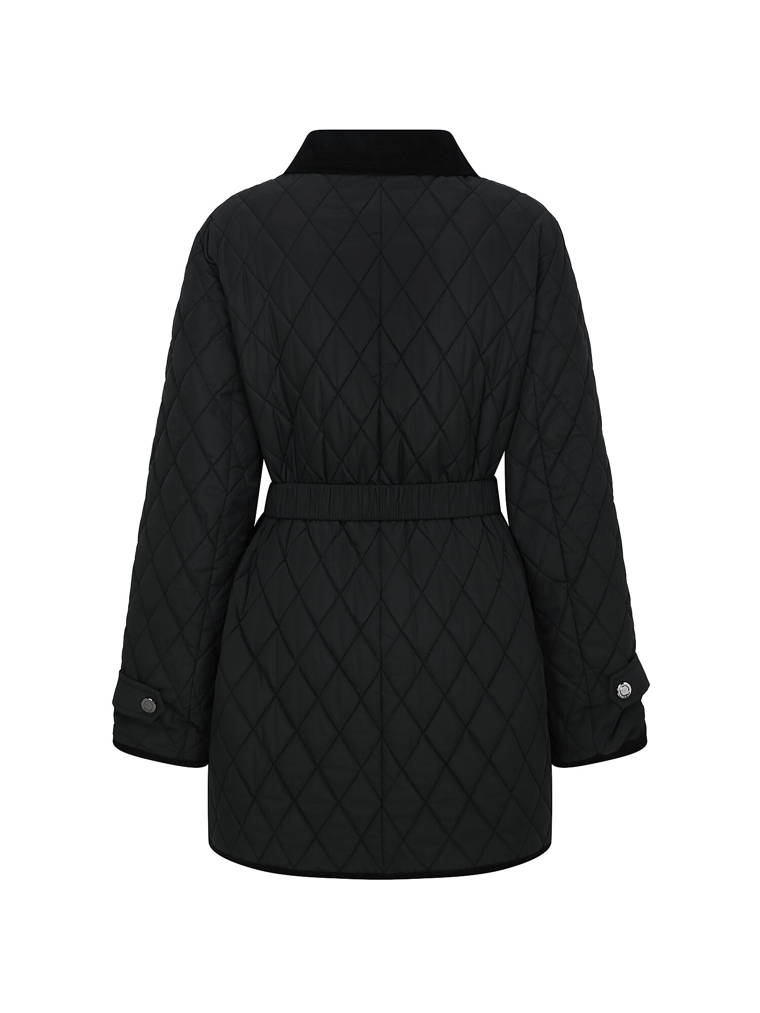 코듀로이 칼라 퀼팅 패딩 점퍼 (BLACK)