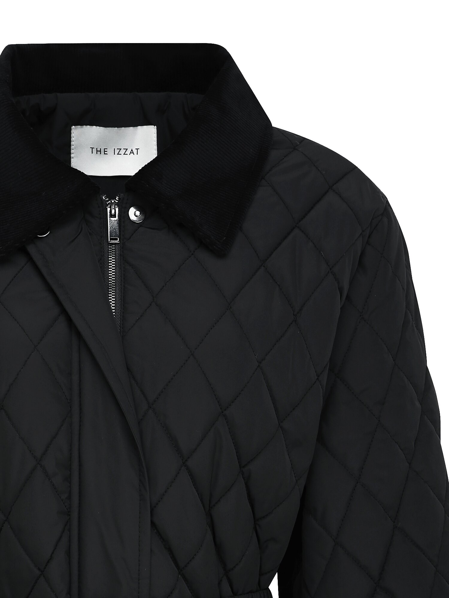 코듀로이 칼라 퀼팅 패딩 점퍼 (BLACK)