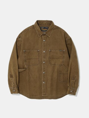 UTILITY DENIM SHIRT JACKET_BROWN