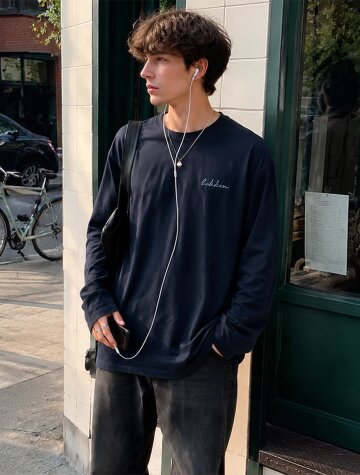 [MEN] 바켄 ITALIC LOGO 긴팔티셔츠 BK4996 (7COLOR)