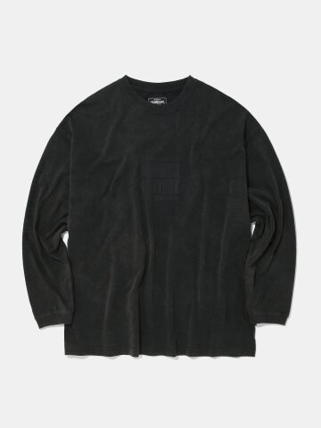 CU SQUARE LOGO DYED L/S T-SHIRT_CHARCOAL