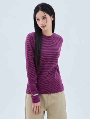 [우먼] 베이직 텐션 스트라이프 긴팔 티셔츠 3color BK4345
