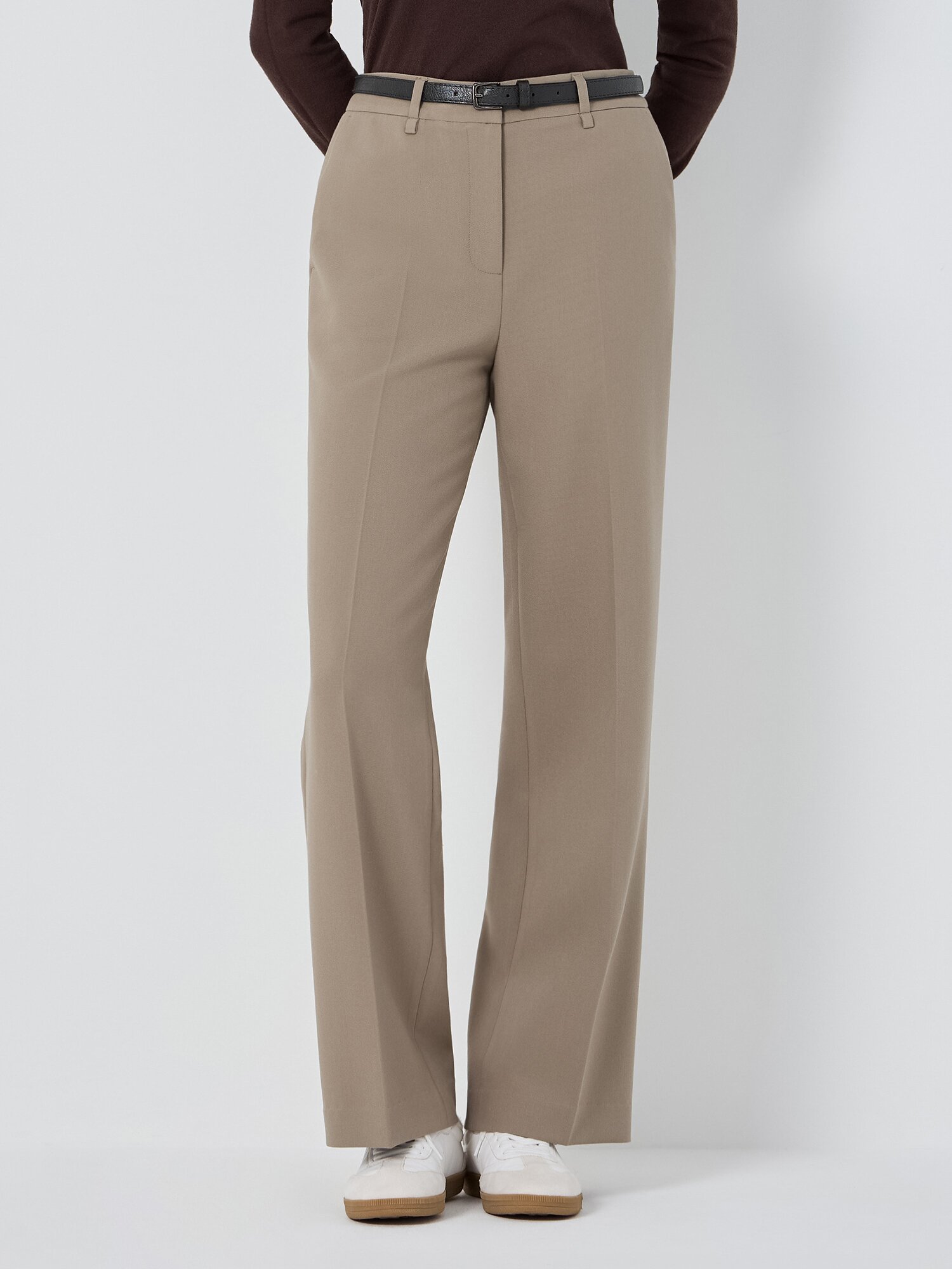 벨티드 레귤러핏 슬랙스 팬츠 (KHAKI BEIGE)
