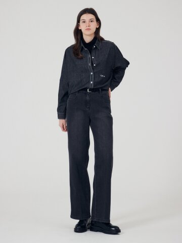 벨티드 레귤러핏 데님팬츠 (DARK GREY)