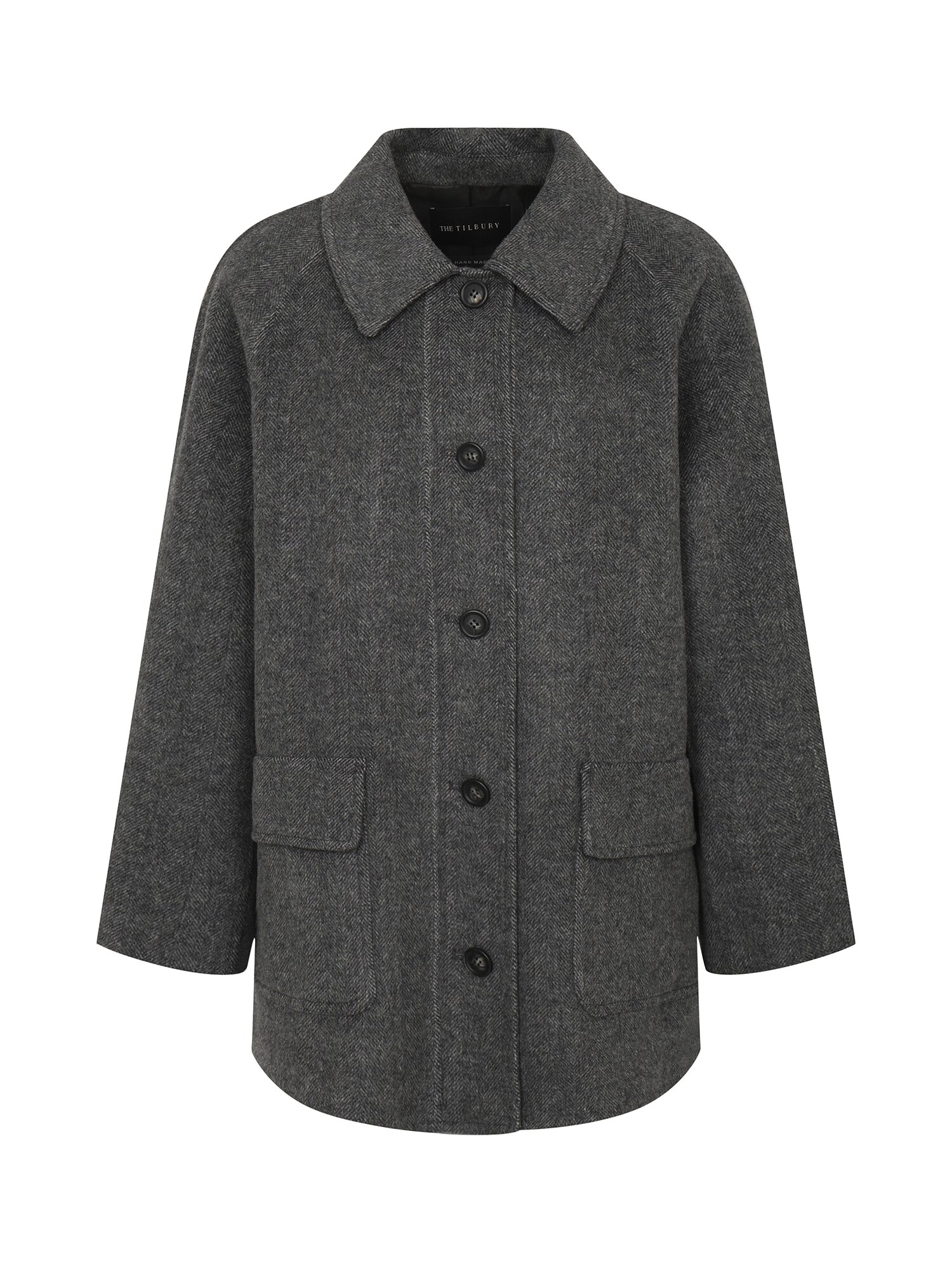 울 블렌드 헤링본 핸드메이드 코트 (DARK GREY)