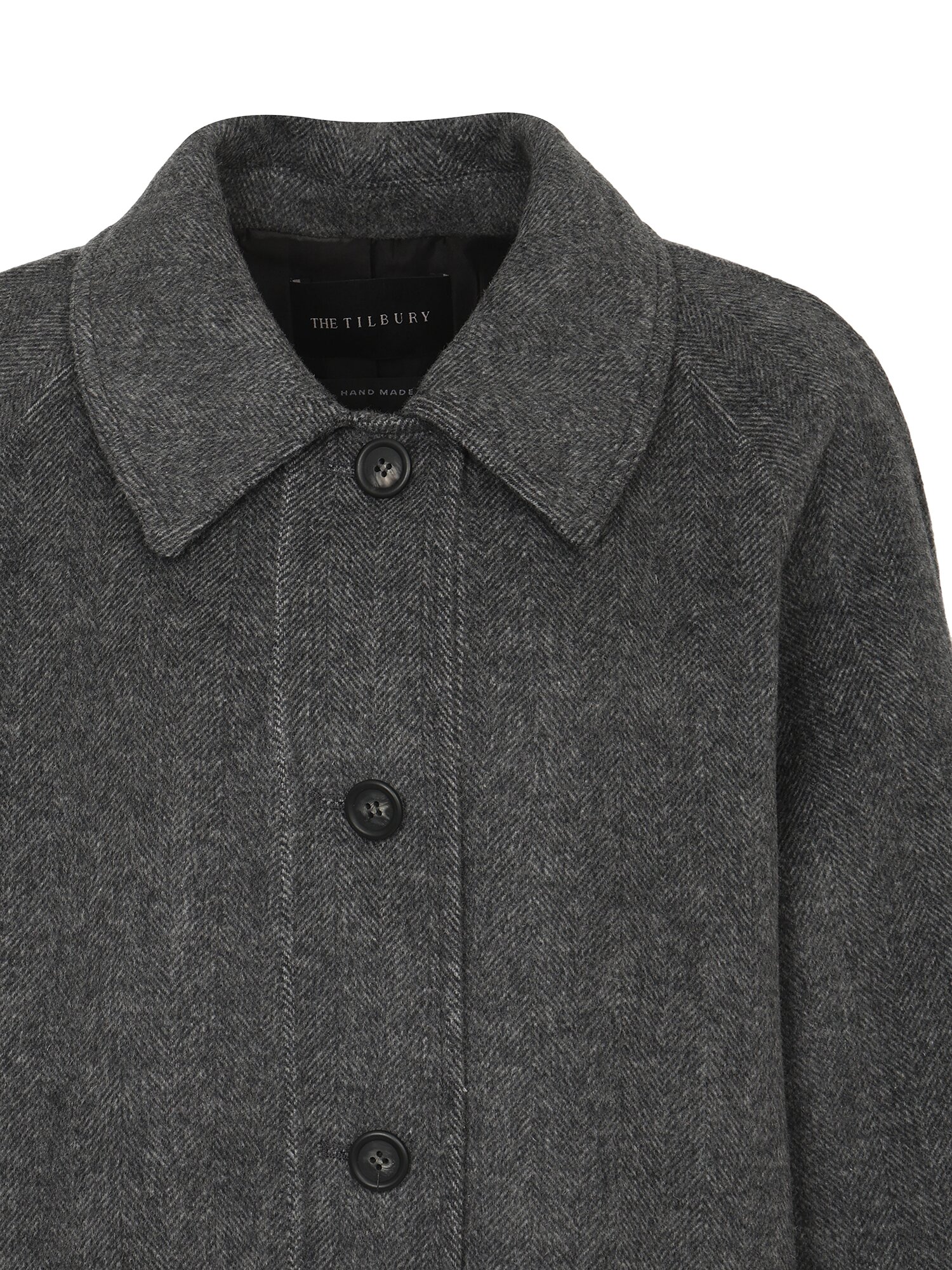 울 블렌드 헤링본 핸드메이드 코트 (DARK GREY)