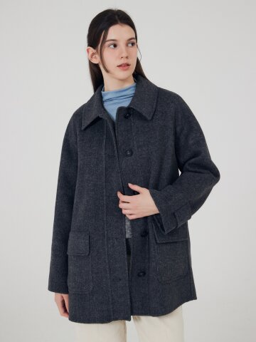 울 블렌드 헤링본 핸드메이드 코트 