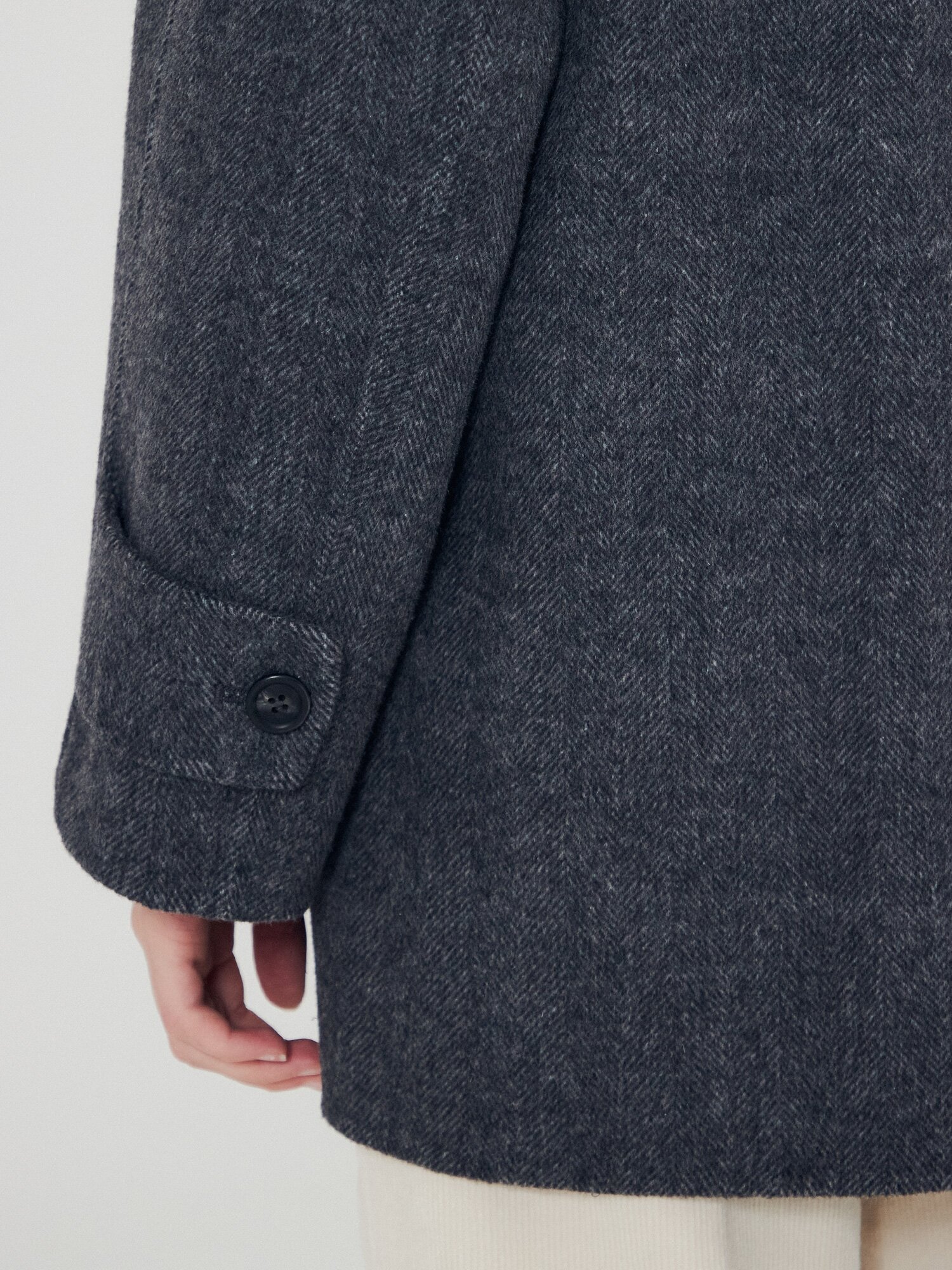 울 블렌드 헤링본 핸드메이드 코트 (DARK GREY)