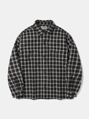FLEECE BONDED CHECK SHIRT JACKET_BLACK