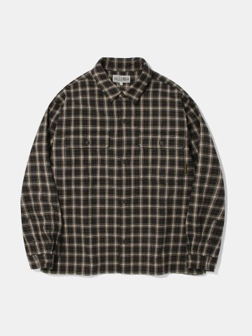 FLEECE BONDED CHECK SHIRT JACKET_BROWN