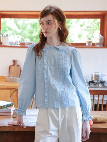 Cest_Pintuck ruffle blouse