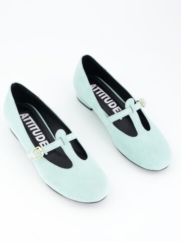 ANNE_icy morn T스트랩 스웨이드 플랫슈즈.