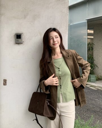 스웨이드 포켓 싱글 투버튼 재킷 
