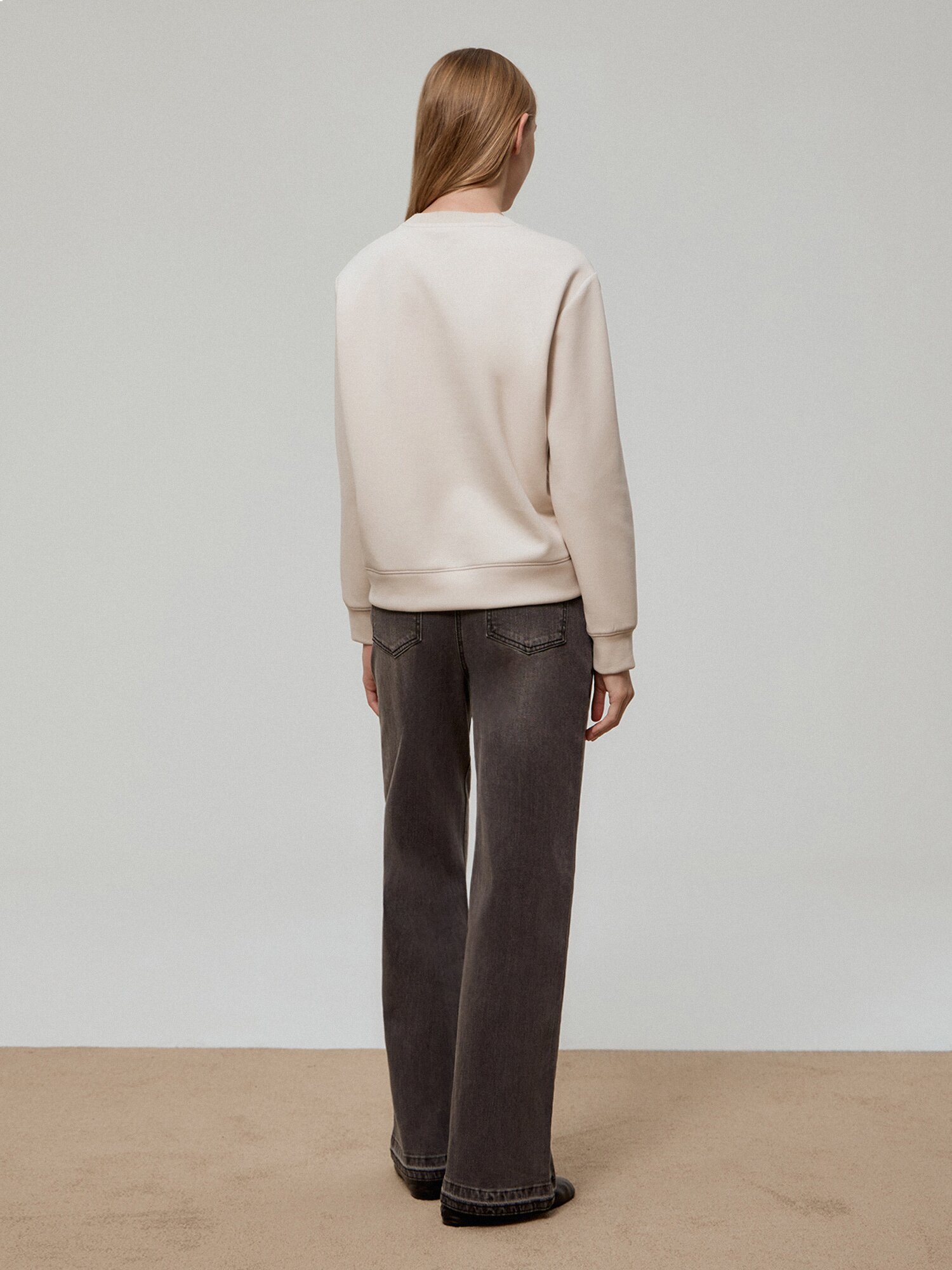 워싱 헴 일자핏 데님 팬츠 (DARK GREY)