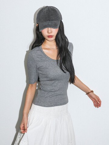 DD_Scoop neck half sleeve top
