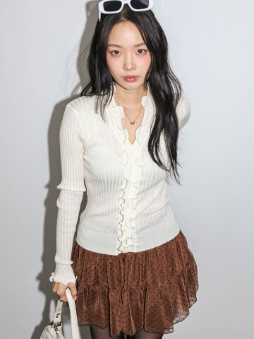 DD_Lace trim cardigan top