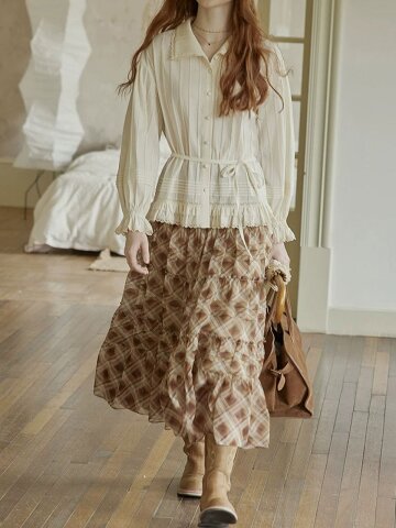 PM_Plaid tiered skirt