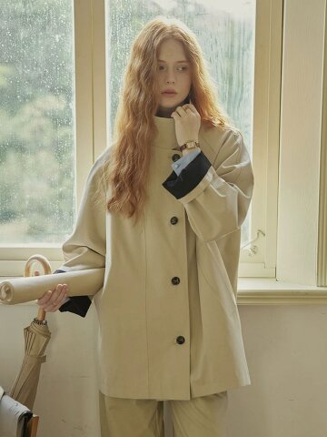 PM_Color-blocked half trench coat