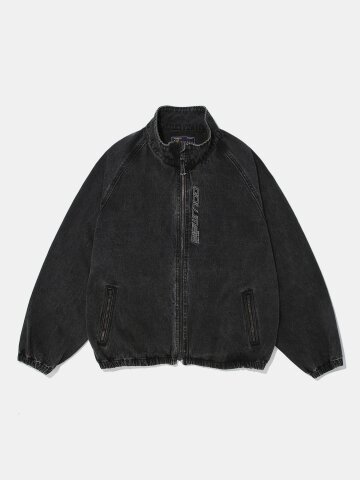 STAND COLLAR DENIM ZIP-UP JACKET_GRAY JEANS