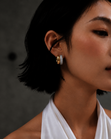 Dual Curve Pavé Earrings 듀얼 커브 파베 이어링