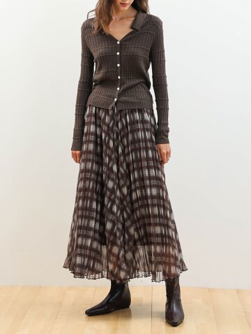 WD_Fluid plaid banding skirt