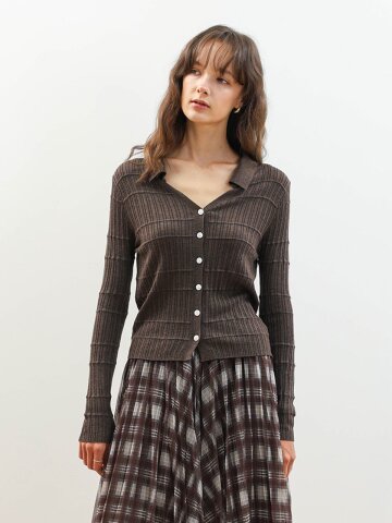 WD_Deep v-neck ribbed cardigan