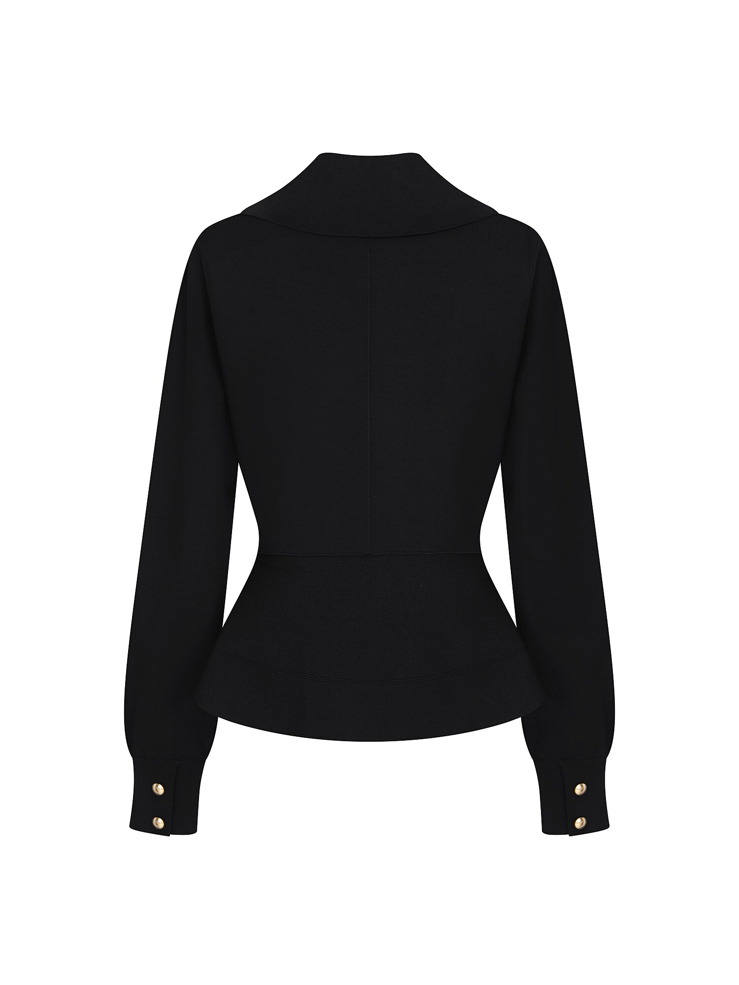 테일러드 더블 페플럼 가디건 (BLACK)