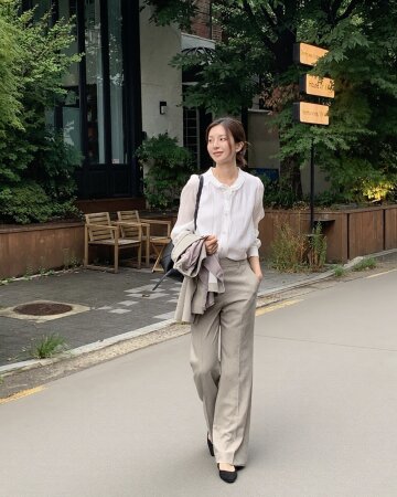 모던 잔조직 슬림 부츠컷 팬츠 